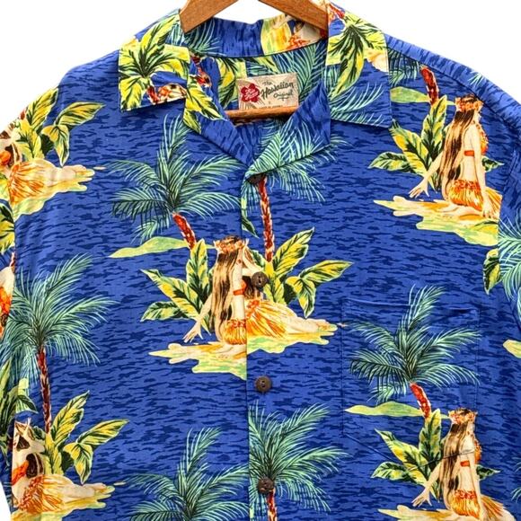 Hilo Hattie The Hawaiian Original Blue Tropical Short Sleeve Shirt Men Small - Picture 2 of 5